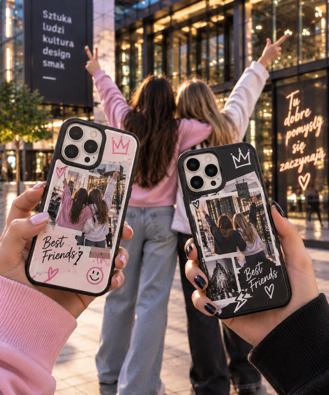 Dwa personalizowane etui ze zdjęciami najlepszych przyjaciółek